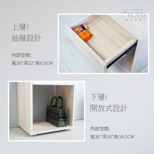 【BOYD】晨暮系列｜北歐簡約滑軌抽屜收納床頭櫃 D445｜床頭櫃 床邊櫃 滑軌 抽屜收納櫃 北歐 小櫃子 臥室櫃