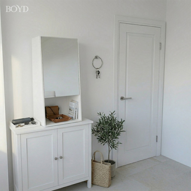 【BOYD】桌上型北歐風掀門鏡面收納櫃40cm D458｜化妝品收納 鏡櫃 桌上置物 桌面收納 美妝整理 台灣現貨