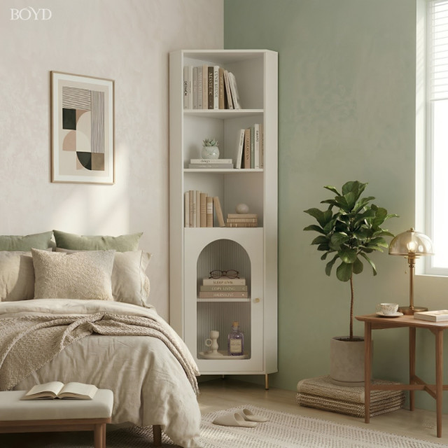 BOYD【現貨】轉角收納櫃 40x40x180cm｜長虹玻璃展示櫃｜小空間角落櫃 客廳廚房收納 D463  