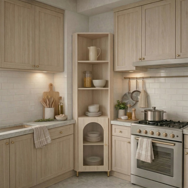 BOYD【現貨】轉角收納櫃 40x40x180cm｜長虹玻璃展示櫃｜小空間角落櫃 客廳廚房收納 D463  