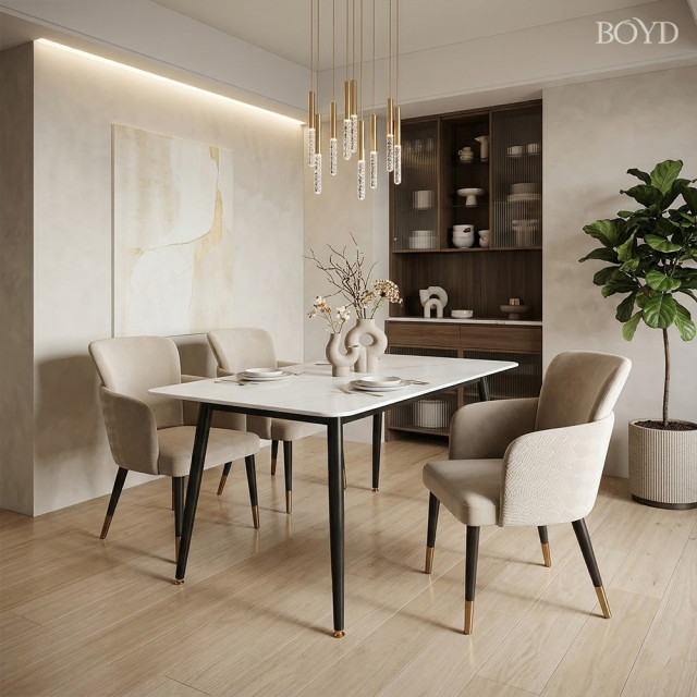 現代簡約皮革餐椅 D472｜人體工學扶手椅｜包覆式設計久坐不累｜100KG穩固承重｜餐桌椅/書桌椅/化妝椅｜BOYD台灣現貨