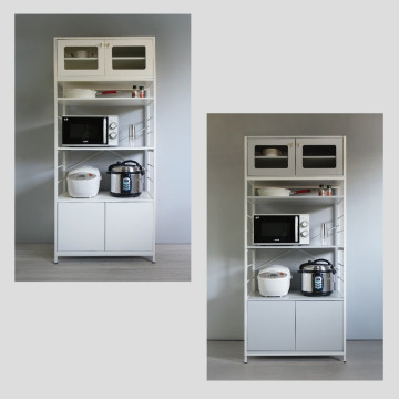 【BOYD】晨炊松影 餐廚181公分電器收納高櫥櫃D449｜餐廚收納櫃 電器收納櫃 廚房置物架 高透玻璃門 多功能置物櫃