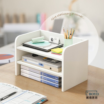 特價商品【寶德家居】三層桌上置物書櫃架34×24×26cm（D00293）桌上型收納 桌上置物櫃 層櫃 書櫃 層櫃