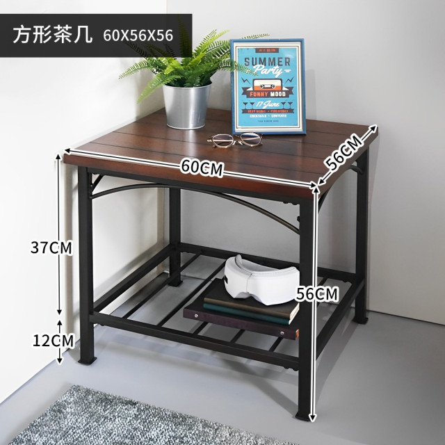 【寶德家居】工業風邊桌茶几兩件組120CM+60CM (D00398)｜咖啡桌 客廳桌 桌子 實木紋 茶几 客廳