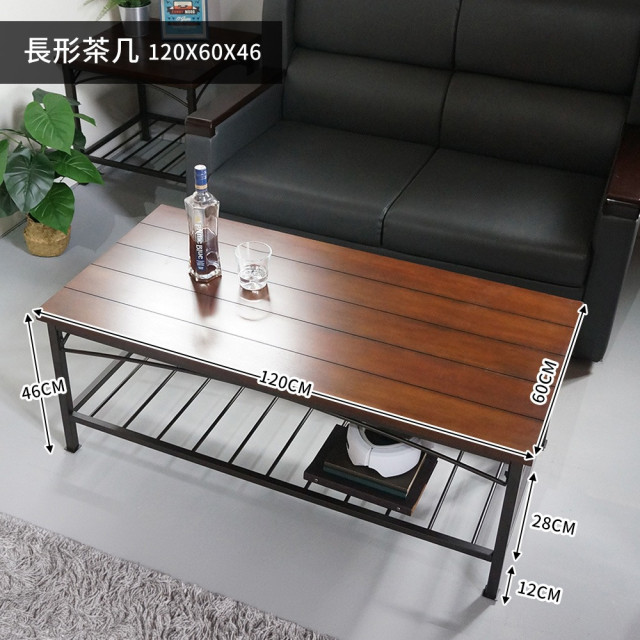 【寶德家居】工業風邊桌茶几兩件組120CM+60CM (D00398)｜咖啡桌 客廳桌 桌子 實木紋 茶几 客廳